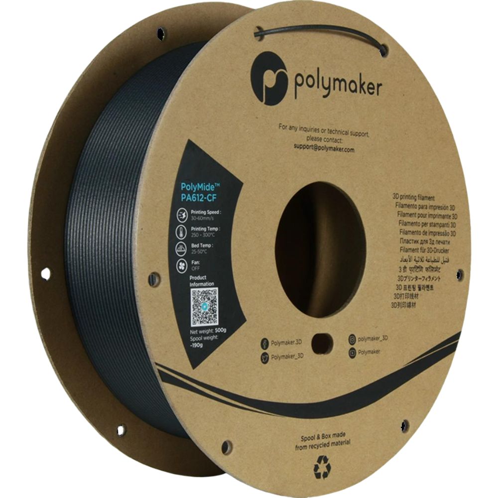 Polymaker PolyMide PA612-CF Filament Black 1.75mm 500g 3D Druck