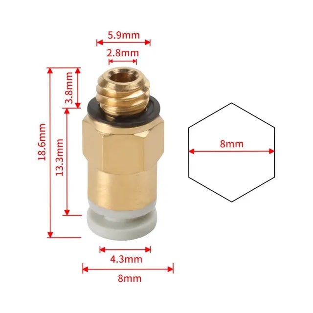 Pneumatischer Anschluss KJH 04-M6 für 3D Drucker