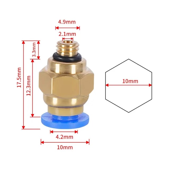 Pneumatischer Anschluss PC4-M5 für 3D Drucker