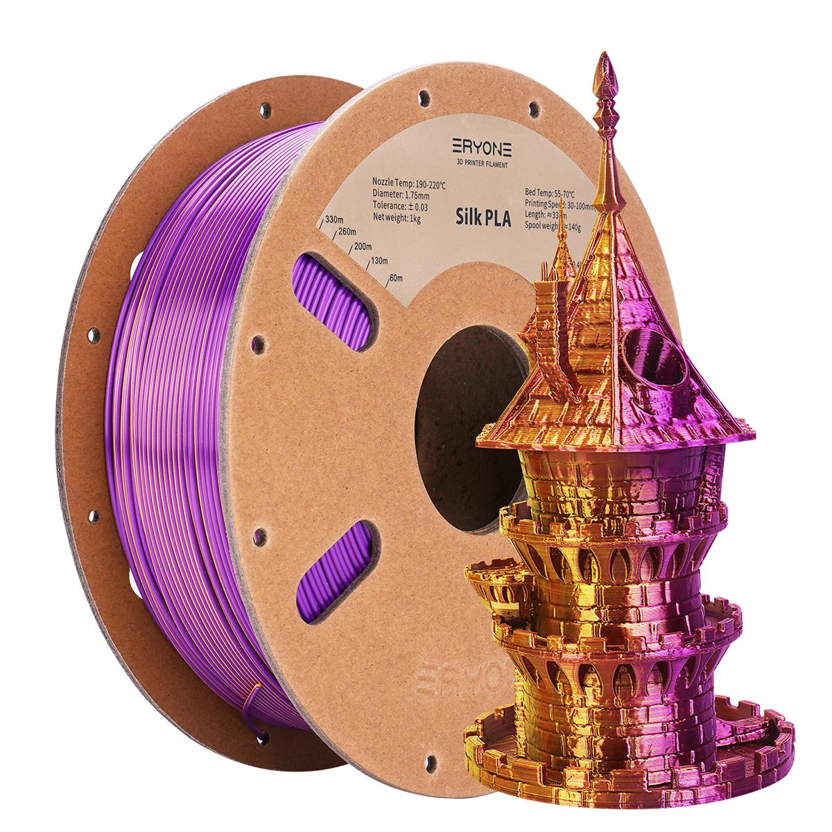 PLA Silk Dual Color Filament 1,75mm 1kg Eryone 3D Druck