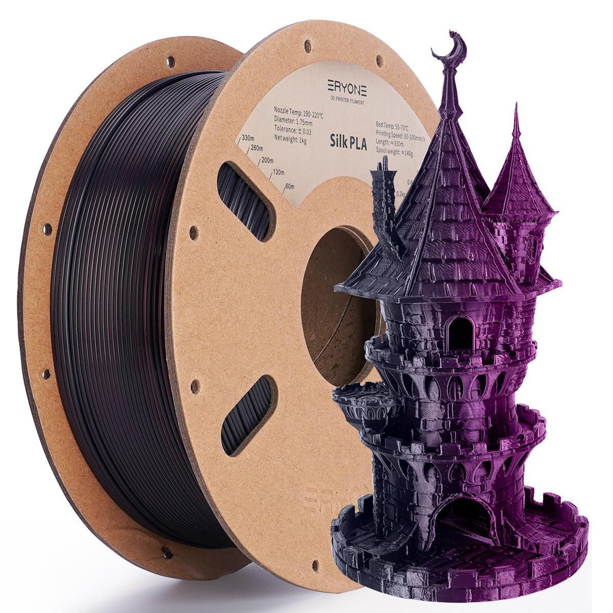 PLA Silk Dual Color Filament 1,75mm 1kg Eryone 3D Druck