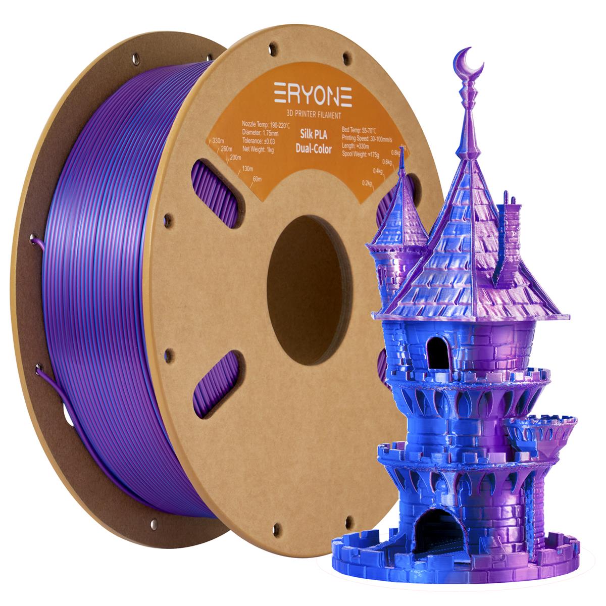 PLA Silk Dual Color Filament 1,75mm 1kg Eryone 3D Druck