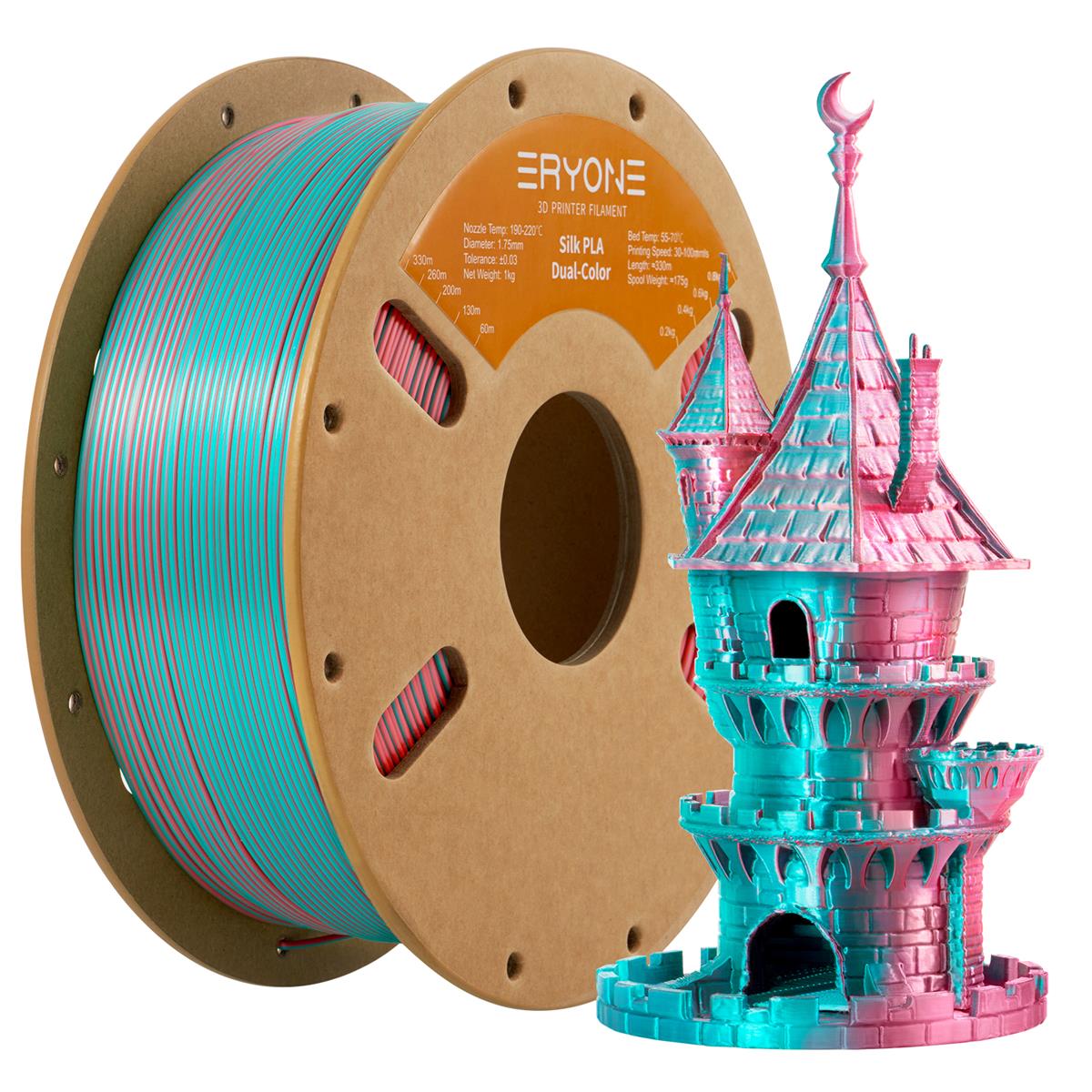 PLA Silk Dual Color Filament 1,75mm 1kg Eryone 3D Druck