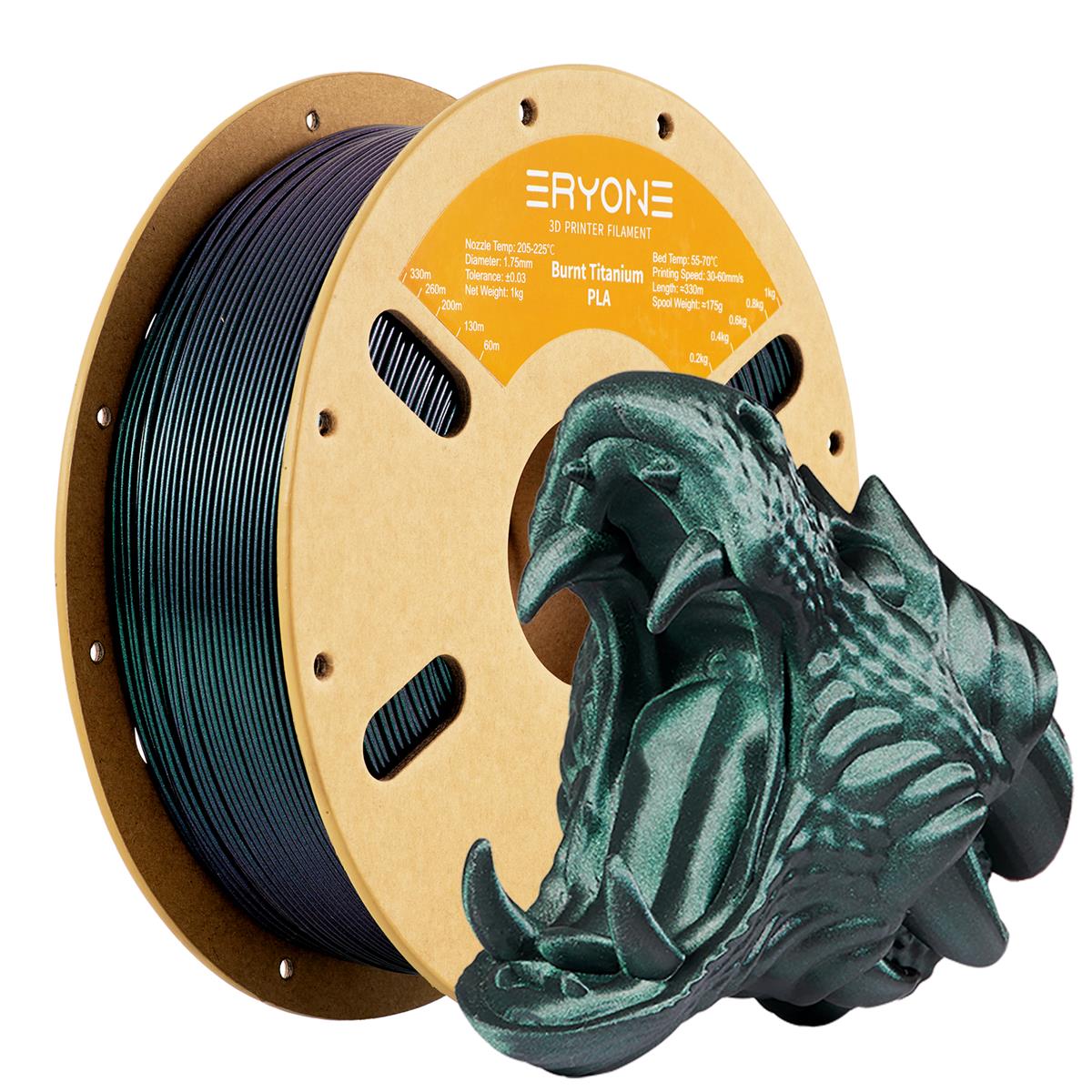 PLA Burnt Titanium Filament 1,75mm 1kg Eryone 3D Druck