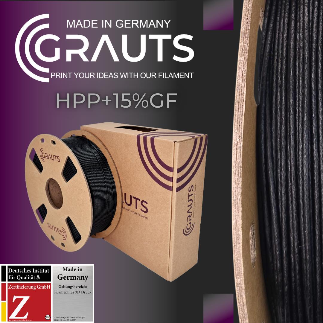 HPP+15%GF Filament 1,75mm 450g oder 850g Grauts 3D Druck