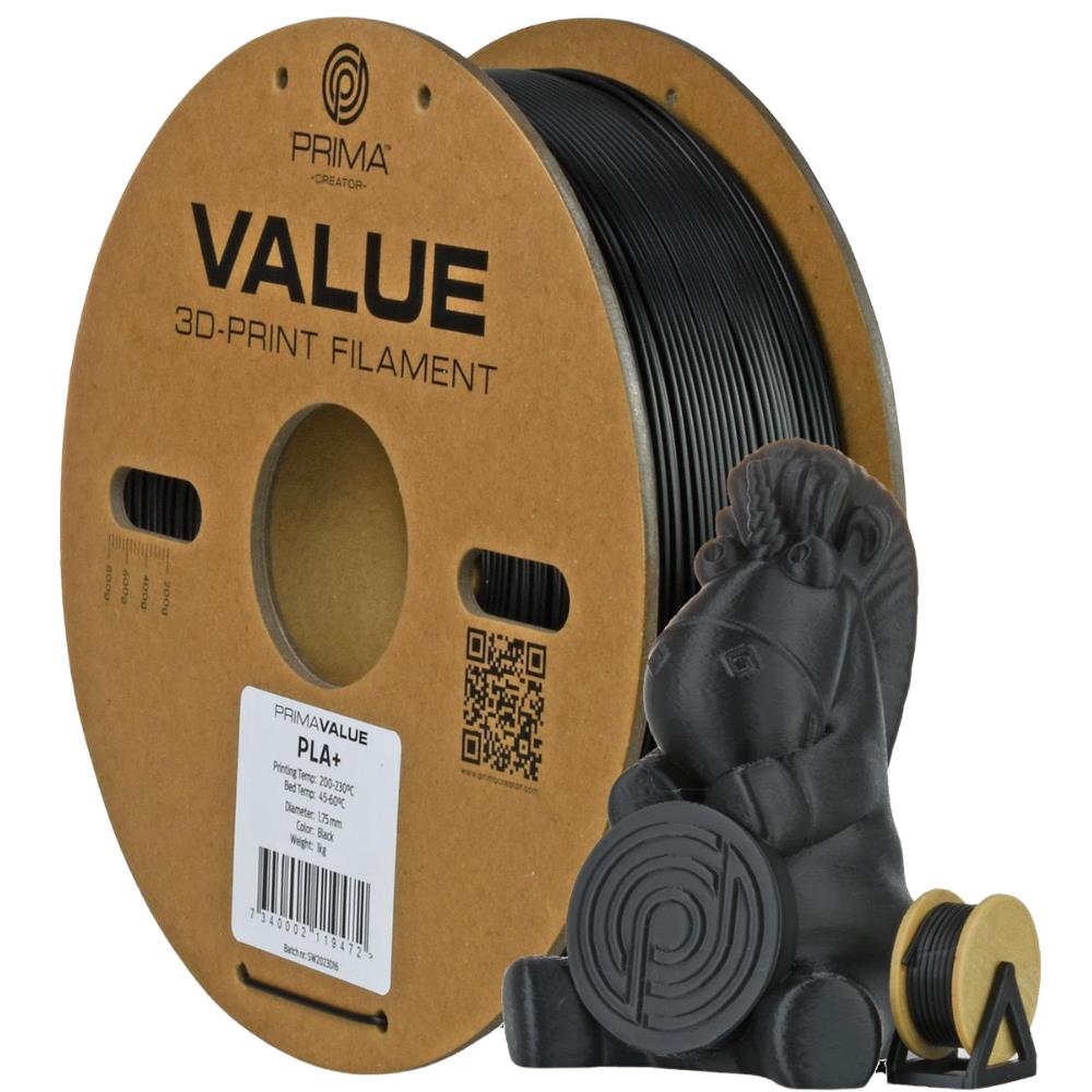 PLA+ Filament Matte Black 1,75mm 1kg PrimaValue 3D Druck