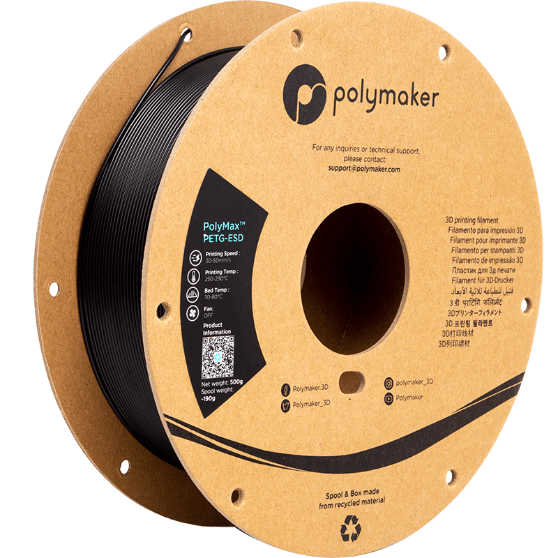 Polymaker PolyMax PETG-ESD Filament Black 1,75mm 500g 3D Druck