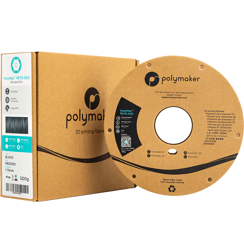 Polymaker PolyMax PETG-ESD Filament Black 1,75mm 500g 3D Druck