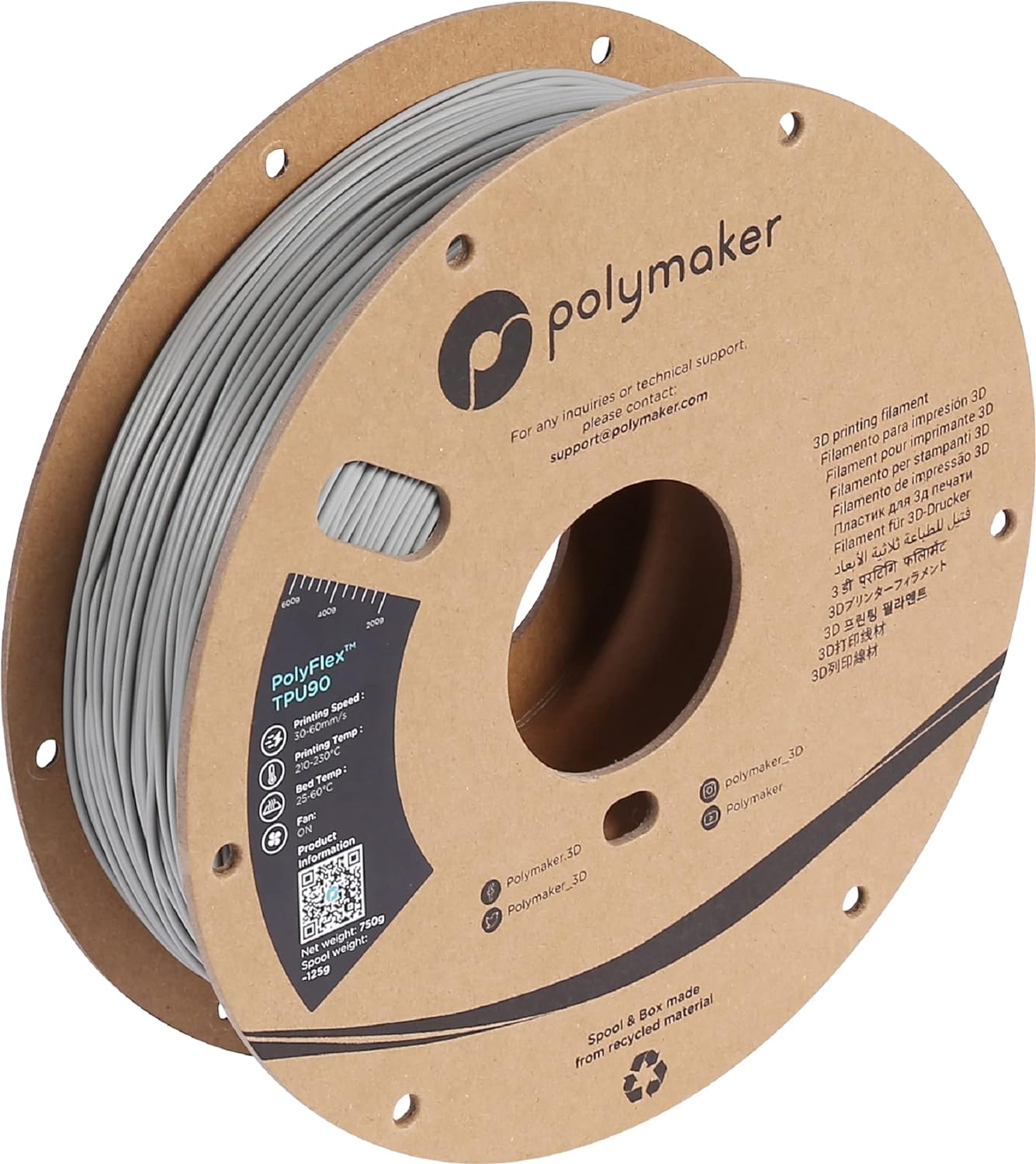 Polymaker PolyFlex TPU 95A Filament 1,75mm 750g 3D Druck