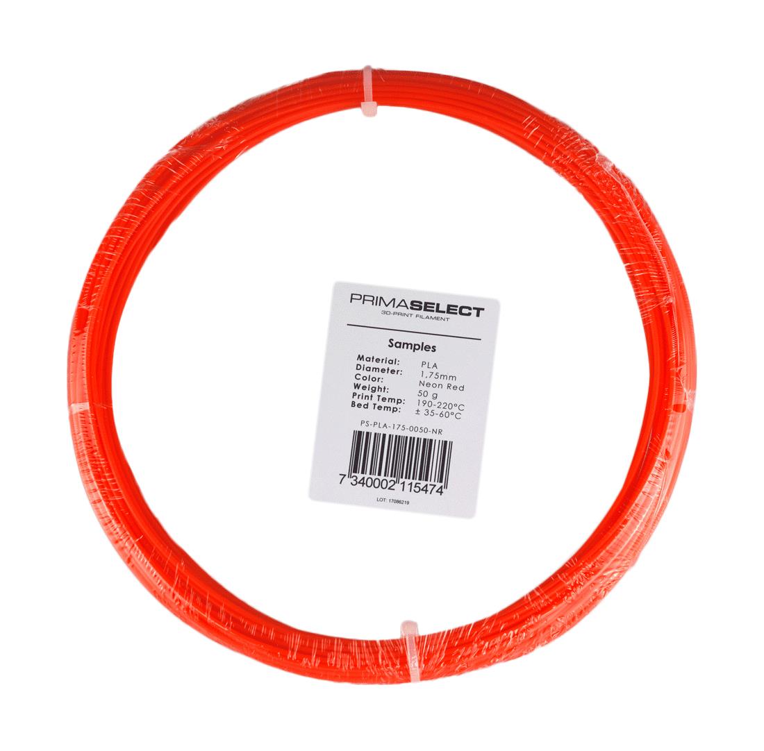 PLA Filament Neon Rot 1,75mm 50g PrimaSelect 3D Druck