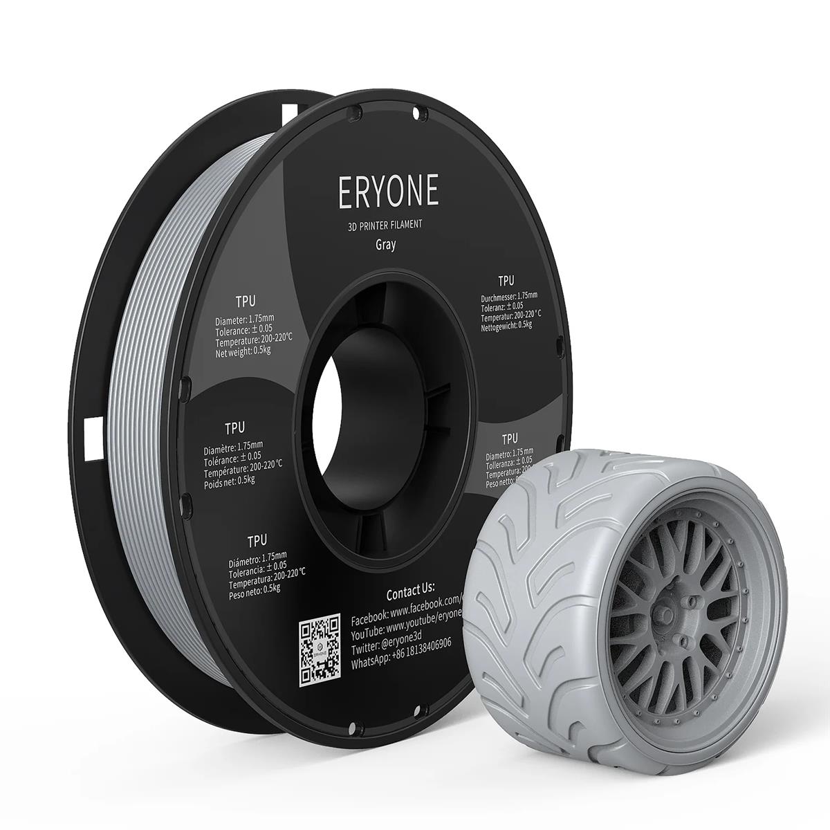 TPU Filament 1,75mm 500g Eryone 3D Druck