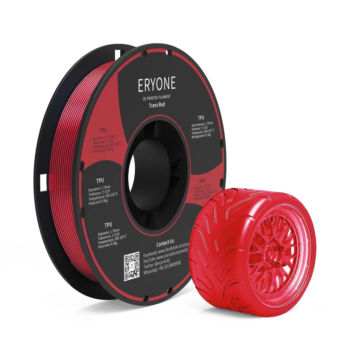 TPU Filament 1,75mm 500g Eryone 3D Druck